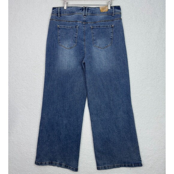 Curve Appeal Jeans High Rise Wide Leg 16/33 Hampton Blue Tummy Tucking Tech NWT - Picture 8 of 16